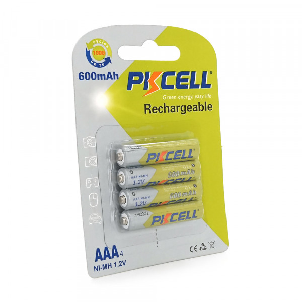 Акумулятор PKCELL 1.2V AAA 600mAh NiMH Rechargeable Battery, 4 штуки в блістері ціна за блістер, Q12