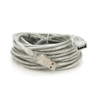 Подовжувач USB 2.0 AM/AF, 10.0m, 2 ферити, прозорий білий Q70
