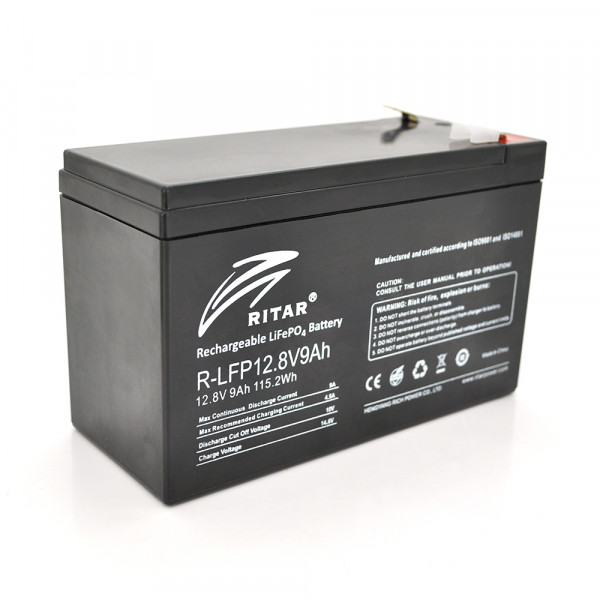 Акумуляторна батарея Ritar LiFePO4 12,8V 9Ah (115,2Wh) BMS4.5A@4S (150 x 65 x 95 (100), 0,98kg Q10