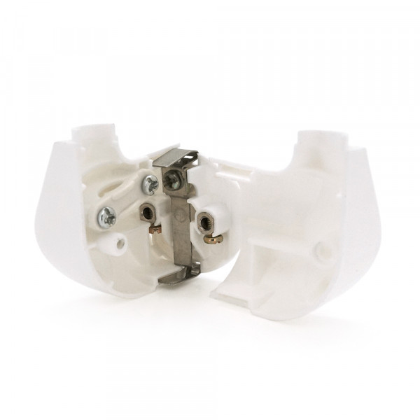 Вилка з заземленням кутова, 16A 250V A105, White, Q24