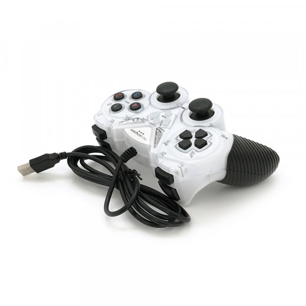 Геймпад Brazzers BR-8600 провідний для ПК, USB 2.0, Double Shock, White, Blister