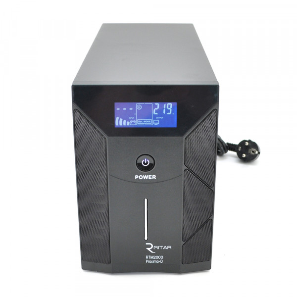 ДБЖ Ritar RTM2000 (1200W) Proxima-D LCD, AVR, 2st, 3xSCHUKO socket, 4x12V7,5Ah, metal Case