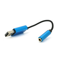 Перехідник для навушників KIN KY-210 USB2.0(M)-Jack3.5(F), Blue, Box