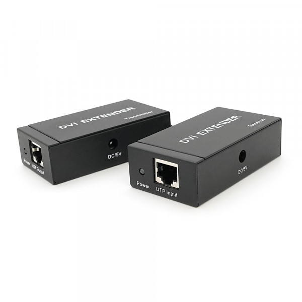 Активний подовжувач DVI 60m по кручений парі через RJ-45, Black, BOX