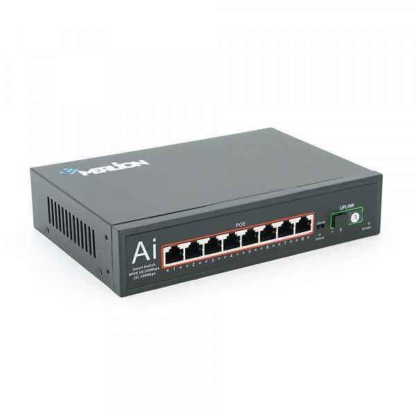 POE комутатор Merlion 8 POE 10/100 + 1Single Fiber Tx1310nm 20km + вбудований блок живлення 52V 2.3A