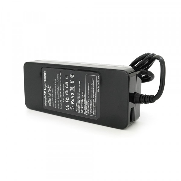 Універсальне АЗП 90W, корпус - пласт, ручне регулювання, 8 роз'ємів,LCD - дисплей, BOX