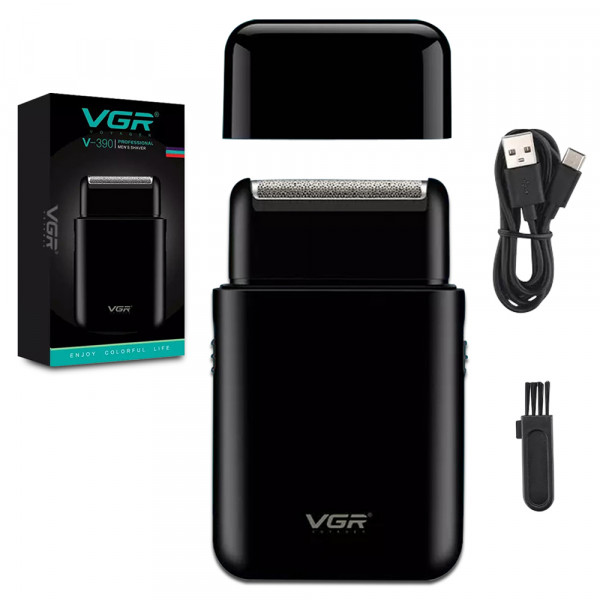 Електробритва VGR V-390 BLACK, шейвер, висувний триммер, Box