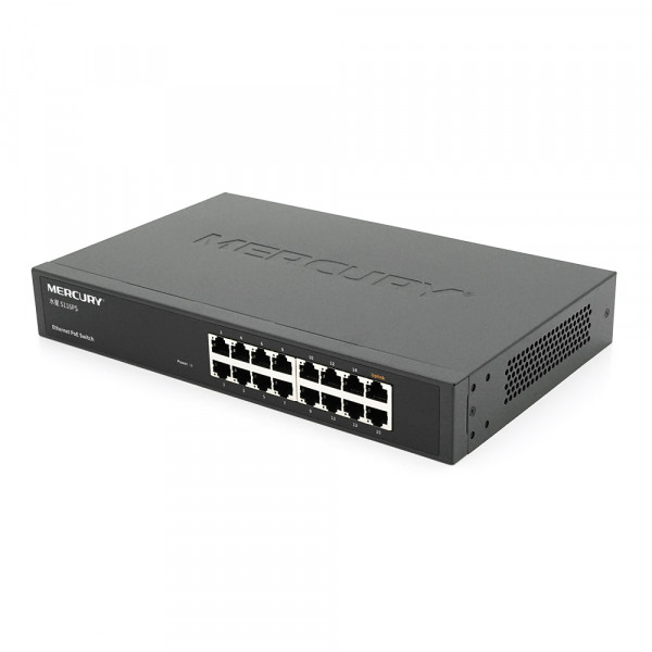 Комутатор POE Mercury S116PS 15 портів POE 100Мбит + 1 порт Ethernet (UP-Link) 100 Мбіт, БП вбудований, кріплення в стійку, BOX (294 * 180 * 44)