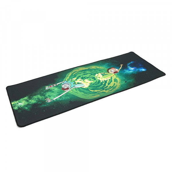 Килимок 300*800 тканинний Rick and Morty з боковою прошивкою, товщина 3 мм, колір Black/Green, Пакет
