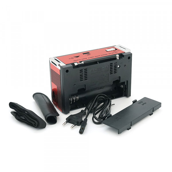 Радіоприймач GOLON RX381BT, LED, 3W, AM/FM радіо, Входи microSD, USB, Bluetooth, живлення від 220+АКБ+2*LR20, корпус пластмас, BOX