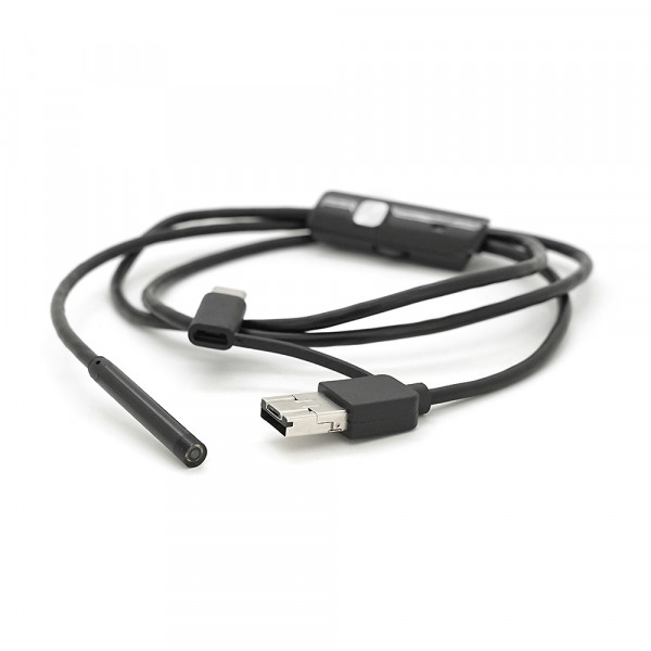 Універсальний ендоскоп 3в1 (USB+MicroUSB/Type-C) для смартфона/ПК, камера 5.5мм, м'який кабель 1м, з LED-підсвічуванням, IP67