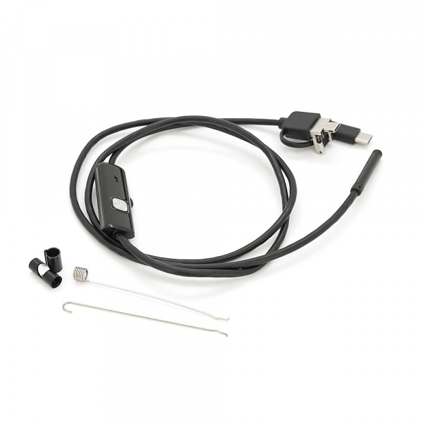 Універсальний ендоскоп 3в1 (USB+MicroUSB/Type-C) для смартфона/ПК, камера 5.5мм, м'який кабель 1м, з LED-підсвічуванням, IP67