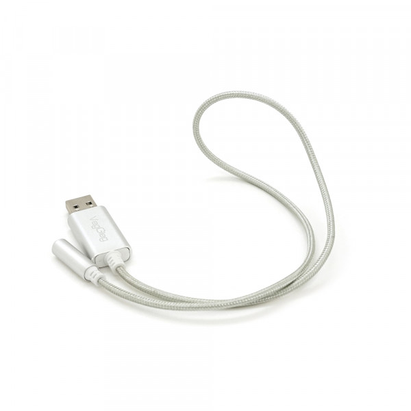 Перехідник для навушників VegGieg V-K202 USB2.0(M)-Jack3.5(F), Silver, Box