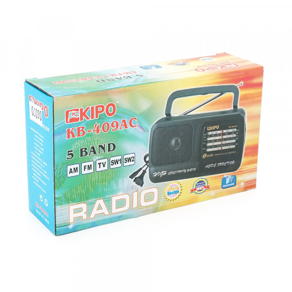 Радіоприймач KIPO KB-408, FM радіо, AUX, корпус пластмас, Black, BOX