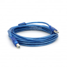 Кабель USB 2.0 RITAR AM / BM, 5.0m, 1 ферит, прозорий синій