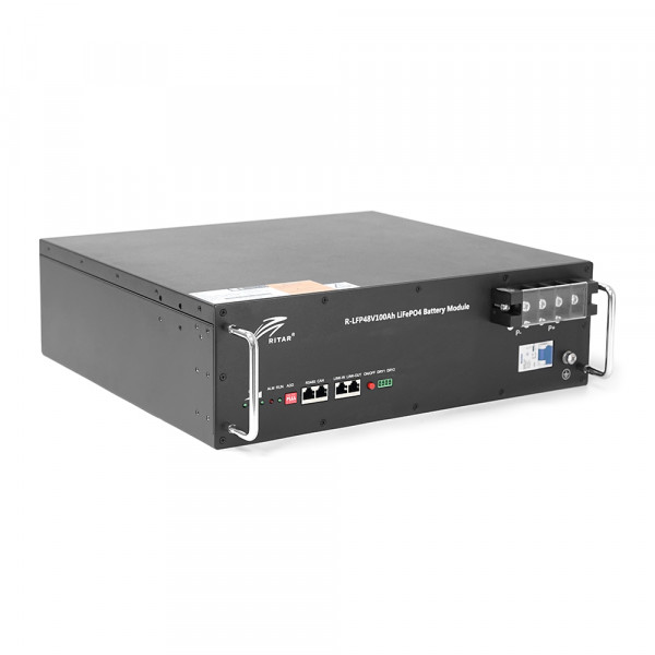 Акумуляторна батарея Ritar LiFePO4 48V 100Ah 4800Wh BMS100@15S  для монтажу у стійку ( 442 x450 х 175 ) Q1