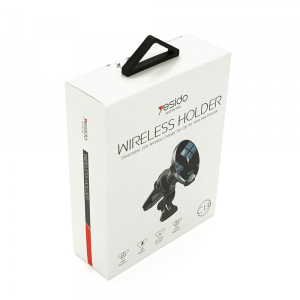 Автотримач Yesido C131+ Wireless Charging 15W, кріплення на решітку, магніт, Black, Box