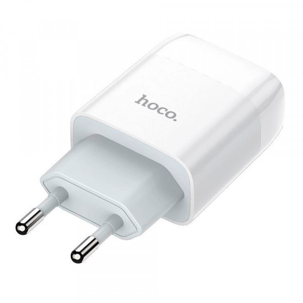 Набір СЗУ 110-240V HOCO C73A+ кабель Lighting, 2xUSB, 2.4A, кабель 1м, White, Blister