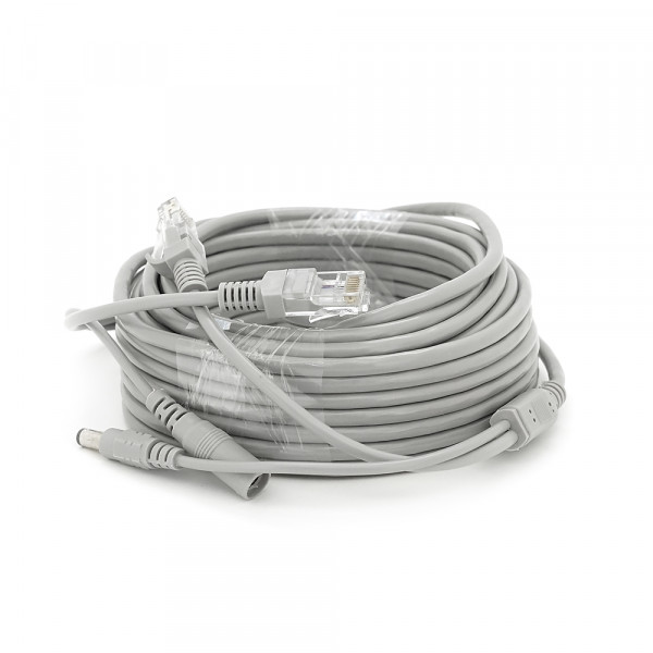 Патчкорд комбінований по кручений парі RJ-45 + DC 10m, сірий, Q60
