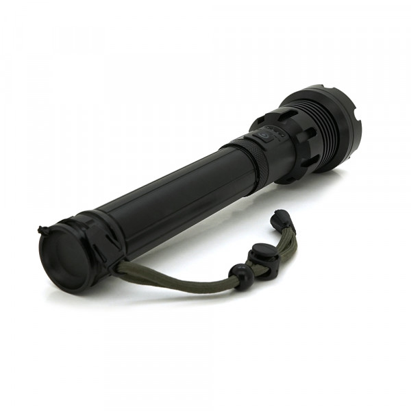 Ліхтар ручний Voltronic XHP90, 1LED XHP90, 45W, бічний світлодіод, 7 режими, ZOOM, 2х18650/6200mah, Black, IP40, кабель USB-Type-С, 260х60х35мм, BOX