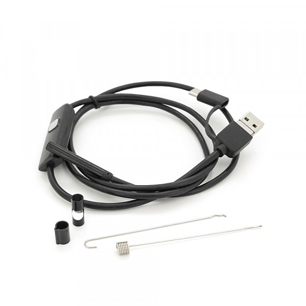 Універсальний ендоскоп 3в1 (USB+MicroUSB/Type-C) для смартфона/ПК, камера 5.5мм, м'який кабель 1м, з LED-підсвічуванням, IP67