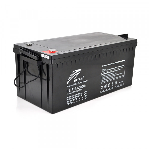 Акумуляторна батарея з bluetooth Ritar LiFePO4 12,8V 300Ah  3840Wh BMS100@4S( 522 х 240 х 219 (224) ) Q1
