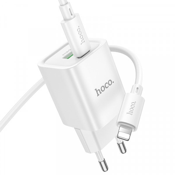 Набір СЗУ HOCO C149A + Type-C/Lighting кабель, 1xUSB+1xUSB-C, PD30W+QC3.0, кабель 1м, White, Box
