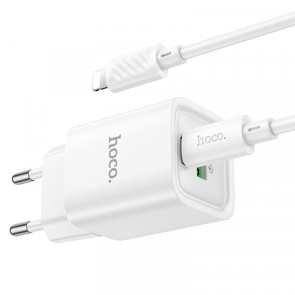 Набір СЗУ HOCO C149A + Type-C/Lighting кабель, 1xUSB+1xUSB-C, PD30W+QC3.0, кабель 1м, White, Box