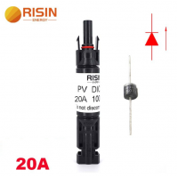 Конектор RISIN MC4, з діодом постійного струму, 20А,1000 В, 0.5mmΩ, вогнестійкість UL94-VO,IP67, -40℃-+90℃, Black