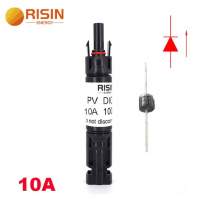 Конектор RISIN MC4, з діодом постійного струму, 10А,1000 В, 0.5mmΩ, вогнестійкість UL94-VO,IP67, -40℃-+90℃, Black