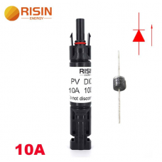 Конектор RISIN MC4, з діодом постійного струму, 10А,1000 В, 0.5mmΩ, вогнестійкість UL94-VO,IP67, -40℃-+90℃, Black