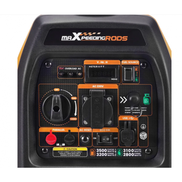 Генератор інверторний БЕНЗИНОВИЙ MXR3800 (3,2 kW), однофазний, 220V, 50Hz, об'єм бака 4л, ручний запуск