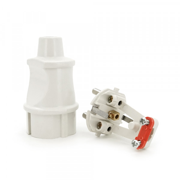 Вилка з заземленням, 16A 250V, A101, White, Q20