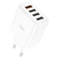 СЗУ 110-240V HOCO C102A 4xUSB, QC3.0, White, Blister