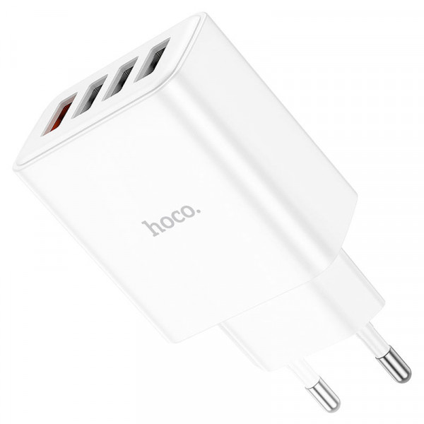 СЗУ 110-240V HOCO C102A 4xUSB, QC3.0, White, Blister