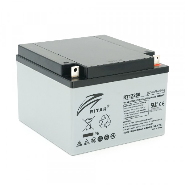 Акумуляторна батарея AGM RITAR RT12280 L5, Gray Case, 12V 28Ah (166х178х125)