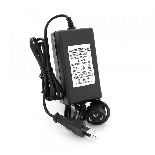 Зарядний пристрій для акумуляторів LiFePO4 12V(14,6V),4S,1,5A, штекер Triangle plug (T-tipe/C13/IEC). з індикацією
