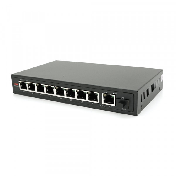 8мі портовий PoE Full Gigabit комутатор ONV-POE33108PFG, 8xPoe1000Мбіт + 1х1000 Мбіт + 1xSFP 1000Мбіт, до 250м, IEEE802.3af/at, потужність 110Вт