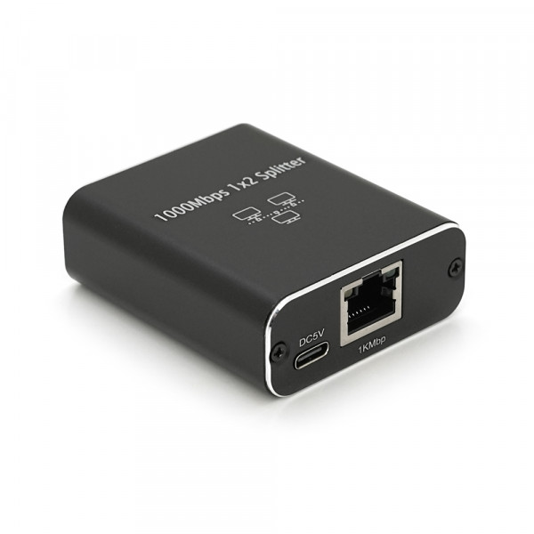 Активний RJ45 сплітер 1=>2 порту, підтримує 1000Mbps, with Type-C power supply