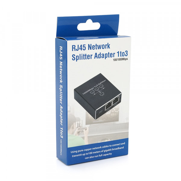 Активний RJ45 сплітер 1=>3 порту, підтримує 1000Mbps, with Type-C power supply