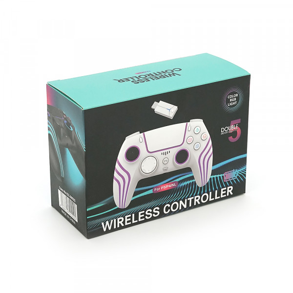 Геймпад Brazzers BR-P5/P4/NL беспроводной для PS5 RGB Wireless DOUBLE Motor Vibration, White, 3.7V, 1000mAh, Box