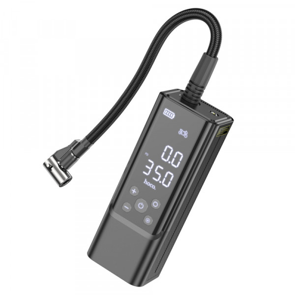 Портативний повітряний насос HOCO ZP7, до 10 атм, вбудований акумулятор 5000mAh, ліхтарик, Black, Box