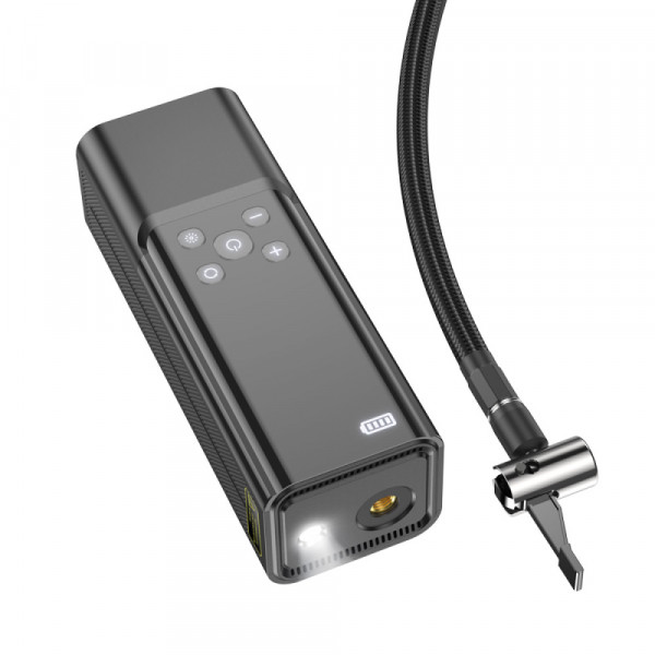 Портативний повітряний насос HOCO ZP7, до 10 атм, вбудований акумулятор 5000mAh, ліхтарик, Black, Box