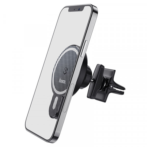 Автотримач HOCO СА85+ Wireless Charging 15W, кріплення на решітку, магніт, Black, Box