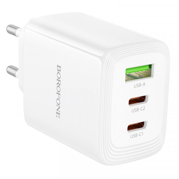 СЗУ BOROFONE BN32, 2xUSB-C+1xUSB-A, PD65W+QC3.0, White, Box