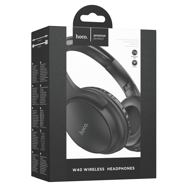 Бездротові навушники Bluetooth HOCO W40, Black, Box