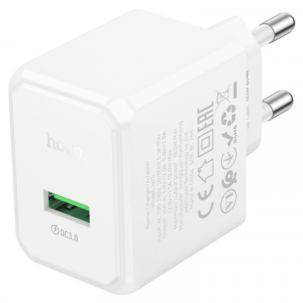 СЗУ HOCO NT5, 1xUSB, 18W, White, Box