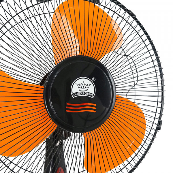 Вентилятор підлоговий YT41905, 16″, 100W, ціна за ящик (2шт), 3 режими, 220V, Black/Orange, Box