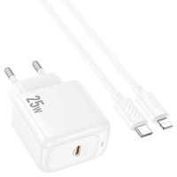 Набір СЗУ HOCO CS53A+ кабель Туре-С/Lighting, 1xUSB-C, PD25W, White, Box