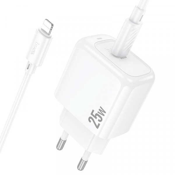 Набір СЗУ HOCO CS53A+ кабель Туре-С/Lighting, 1xUSB-C, PD25W, White, Box